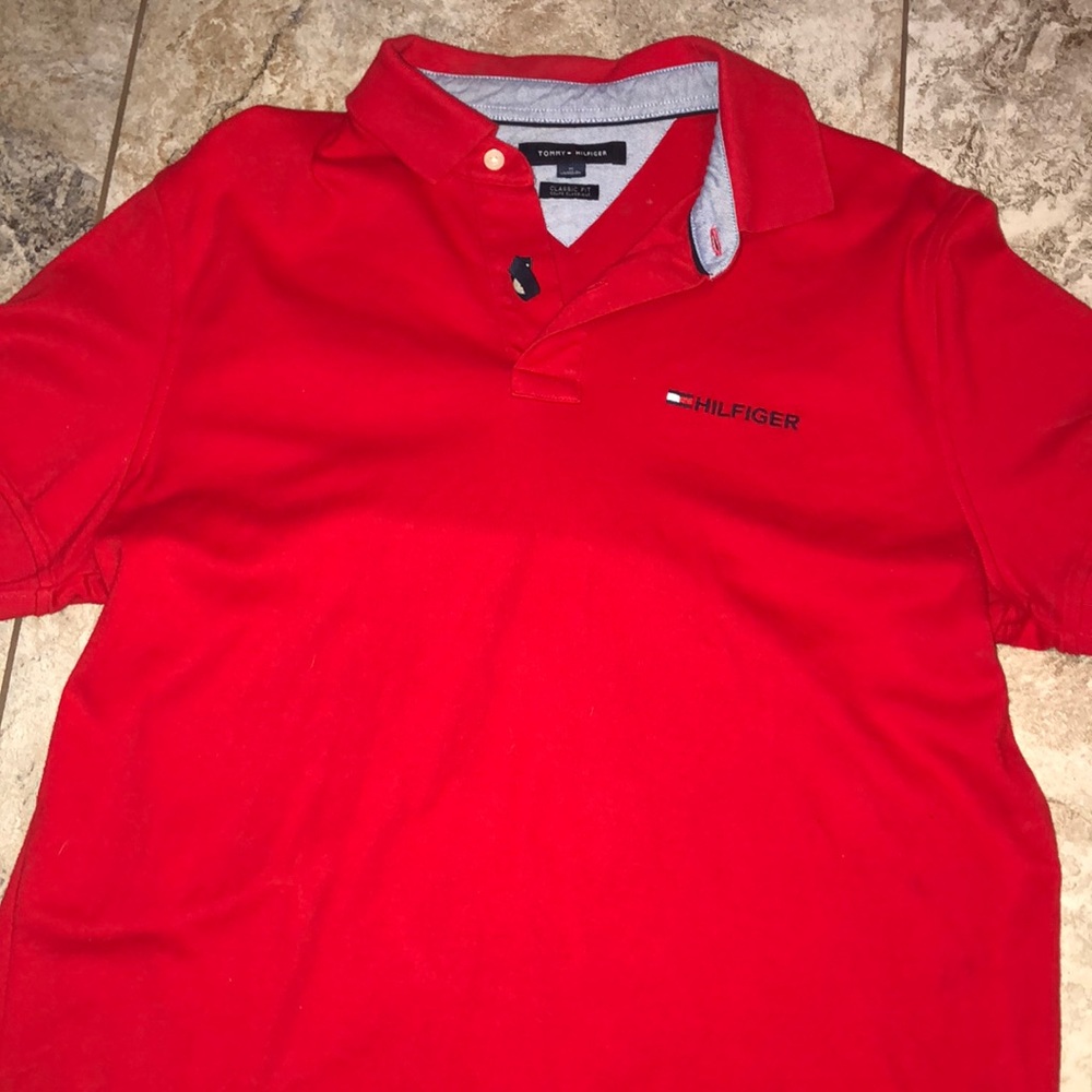 Red Tommy Hilfiger Polo
